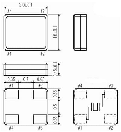 Mechanical Drawing - ECS CDX-1932 Quartz Crystal